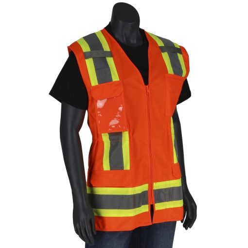 PIP - 302-0512 - ANSI Type R Class 2 Women's Contoured Surveyors Vest with Eleven Pockets, Solid Front and Mesh Back - Image 2