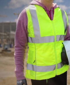 Alternative view of PIP 302-0312 Woman's Safety Vest, ANSI Type R Class 2, Solid Front, Mesh Back, Adjustable Waist, Hi Vis Yellow